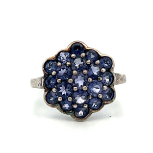Sterling Silver Tanzanite Floral Cluster Ring Size 7