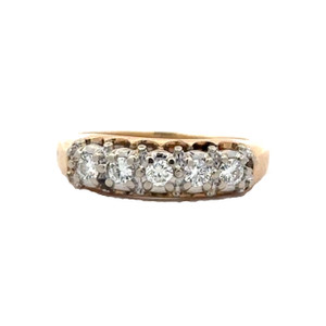 14K Gold 5-Diamonds in a White Gold Channel-Setting Band Ring Size 4