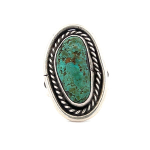 Sterling Silver Green Turquoise South Western Style Statement Ring Size 6.5
