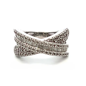 D'Joy Sterling Silver Diamond Cross Ring Size 5