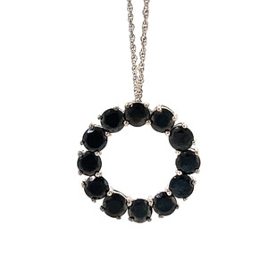 Sterling Silver Sapphire Round Cut Twelve Stone Circle Necklace