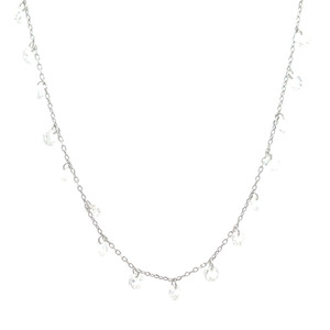Sterling Silver CZ Twenty One Stone Necklace