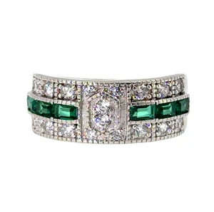Vintage Sterling Silver Simulated Emerald CZ Band Size 6