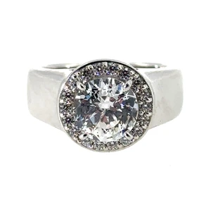 Sterling Silver CZ Halo Ring Size 6