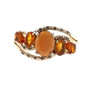 Sterling Silver Gold Tone Opal Ring Size 9.25