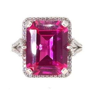 Sterling Silver Pink Topaz Statement Ring Size 9