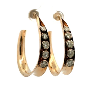 14K Yellow Gold App 3.0cttw Round Diamond Bezel Setting Large Hoop Earrings