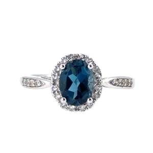 Sterling Silver Oval Cut London Blue Topaz Ring Size 8