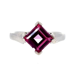 Sterling Silver Square Step Cut Pink Topaz Ring Size 7.5