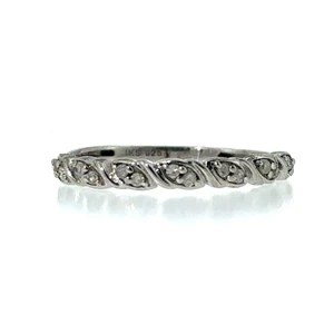 Sterling Silver Round Cut Twisted White Sapphire Stacker Ring Size 7