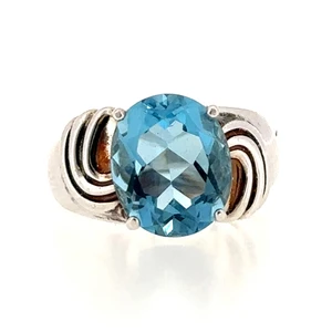 Sterling Silver Blue Topaz Solitaire Ring Size 8