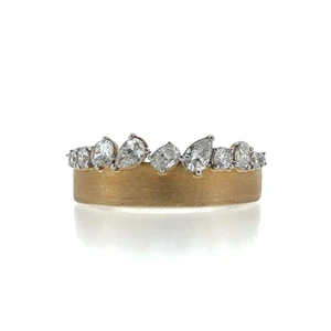 10K Yellow Gold Diamond Tiara Band Ring Size 7