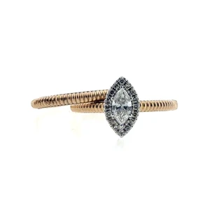 10K Yellow Gold Marquise Cut Diamond Halo Engagement Wedding Set Size 7