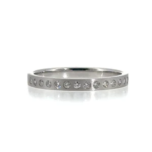 10K White Gold Round Cut Flush Set Diamond Eternity Stacker Size 7