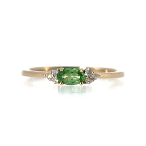 14k Yellow Gold Tsavorite Garnet Stacker Ring Size 6.75