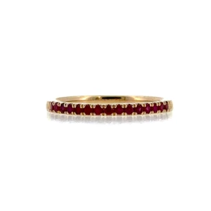 10k Yellow Gold Round Cut Ruby Stacker Ring Size 7