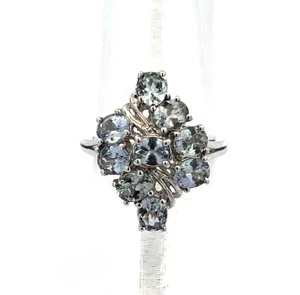 Sterling Silver Blue Topaz Multiple Stone Thin Band Ring Size 7