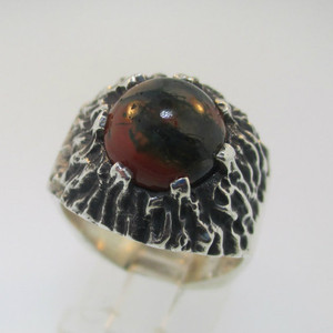 Sterling Silver Orange Moss Agate Ring Size 9.75