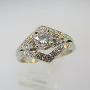 14k White Gold Approx .45ct Round Brilliant Cut Diamond Ring Size 8
