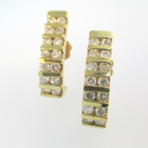 14k Yellow Gold Approx 1/3ct TW Round Brilliant Cut Diamond Stud Drop Earrings