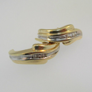 14k Yellow Gold Earrings with Diamond and White Gold Accents