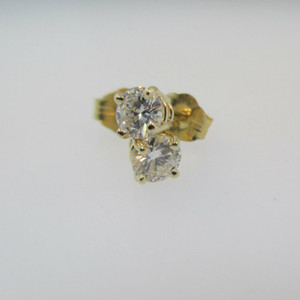 14k Yellow Gold Approx .36ct TW Round Brilliant Cut Diamond Stud Earrings