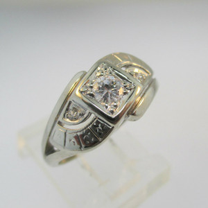  14k White Gold Approx .22ct Round Brilliant Cut Diamond Ring Size 6 1/4