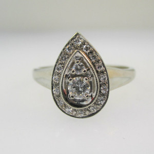 14k Yellow Gold Approx .37ct Round Brilliant Cut Diamond with Diamond Accents in Pear Shape Mount Size 9 1/2
