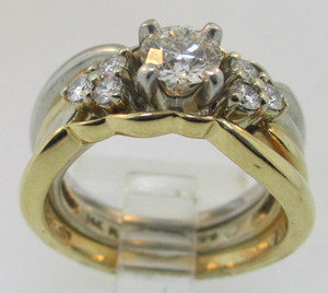 14k Platinum .46ct Round Brilliant Diamond Ring Size 5*
