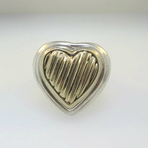 Sterling & 14k YG Heart Statement Fashion Cocktail Ring Hand Marked MR Size 6.5