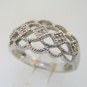 Sterling Silver Three Diamond Ladies RJ Size 9