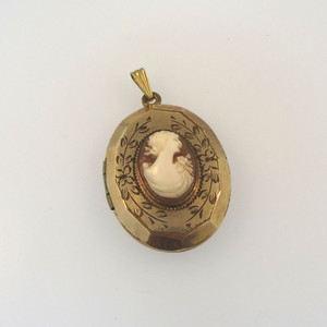 Victorian Monogrammed Round Locket Pendant Necklace 10K Gold Filled J.M.F.  & Co. - Antique Estate Jewelry by J.M. Fisher Company