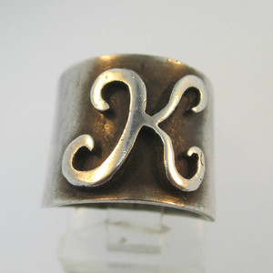 Vintage Sterling Silver Signet Ring Initial K Ring Size 4 1/2