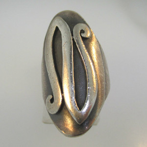 Vintage Sterling Silver Signet Initial N Ring Size 5 1/4