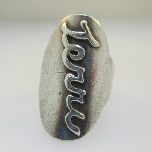 Sterling Silver Name Monogram Signet Terri Ring Size 5.5