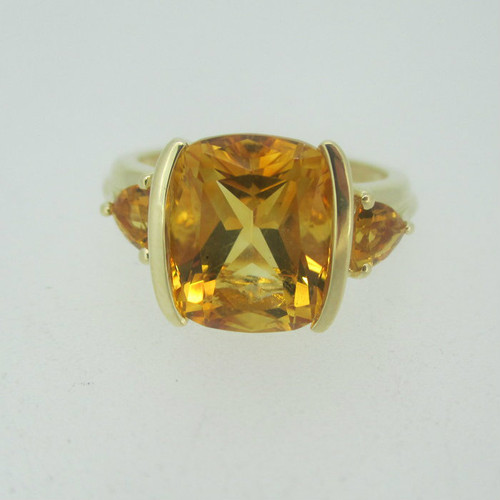 Effy 14k Yellow Gold Citrine and Diamond Ring Size 7 1/2