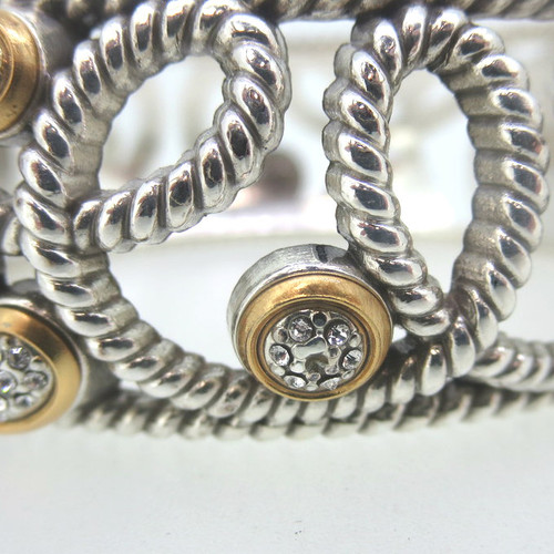 Brighton Rope Loop Design Magnetic Hinged Bangle Cuff Bracelet With Daisy Pouch