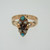 Vintage 1800's 10k Rose Gold Garnet Turquoise and Seed Pearl Ring Size 6 1/2