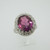 Vintage 14k White Gold Created Alexandrite Ring with Diamond Halo Size 7 3/4