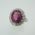Vintage 14k White Gold Created Alexandrite Ring with Diamond Halo Size 7 3/4