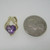 14k Yellow Gold Heart Cut Amethyst Round Brilliant Cut Diamond Accent Pendant 