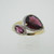 14k Yellow Gold Rhodolite Garnet Ring with Diamond Halo Accents Size 9 1/4