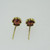 14k Yellow Gold Garnet Circle Stud Earrings 