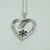 14k White Gold Heart with Diamond Flower Necklace 
