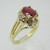 14k Yellow Gold Ruby Ring with Approx .25ct TW Diamond Halo Accents Size 6 1/2
