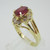 14k Yellow Gold Ruby Ring with Approx .25ct TW Diamond Halo Accents Size 6 1/2