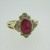 14k Yellow Gold Ruby Ring with Approx .25ct TW Diamond Halo Accents Size 6 1/2