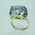 14k Yellow Gold Created Blue Stone Fashion Ring Size 6 1/4