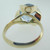 14k Yellow Gold Created Blue Stone Fashion Ring Size 6 1/4