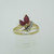 14k Yellow Gold Marquise Cut Ruby Ring with Diamond Accents Size 6 1/4 